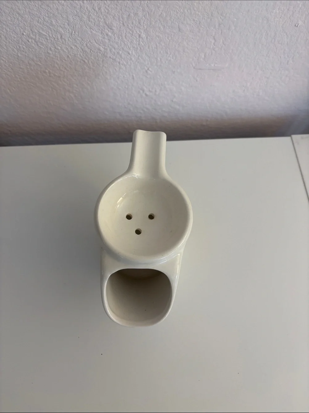 White Ceramic Shaving Mug - Brown Print